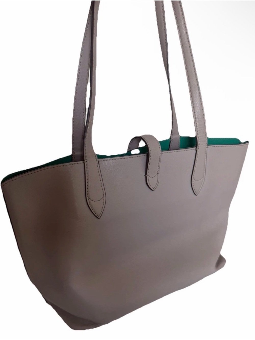 Kate Spade Kaci Small Tote Gray Leather Clover Turnlock Shoulder Bag FLAWED - Picture 9 of 11